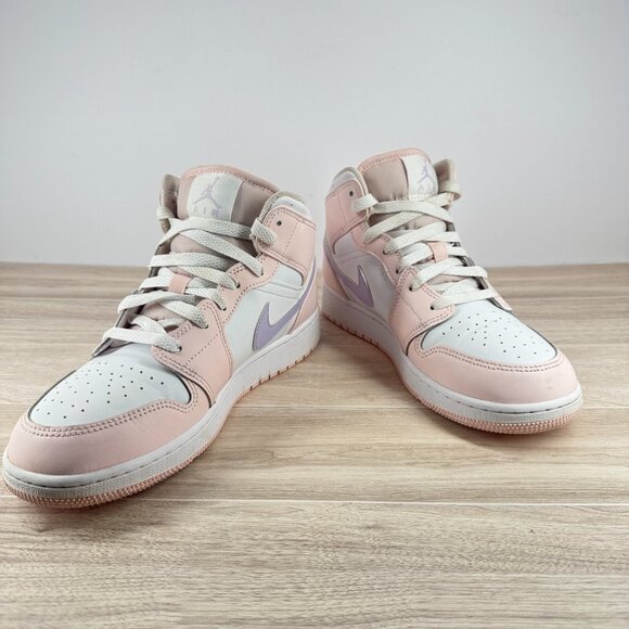 Nike Air Jordan 1 Mid GS 7Y Pink Foam Quartz Purple Sneakers Women’s 8.5 Shoes - Picture 2 of 12
